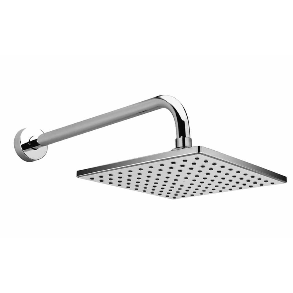Regadera cuadrada Saona 8" Cromo - Blanca con brazo 30 cm