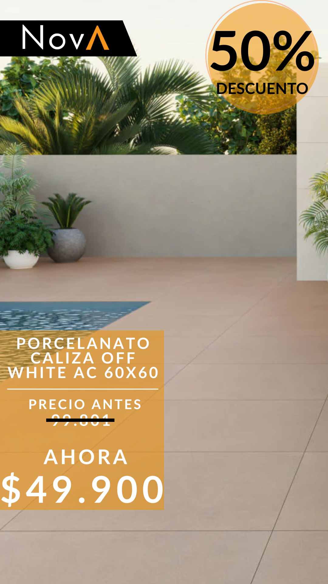 Porcelanato Piso - Pared Caliza Off White AC 60X60