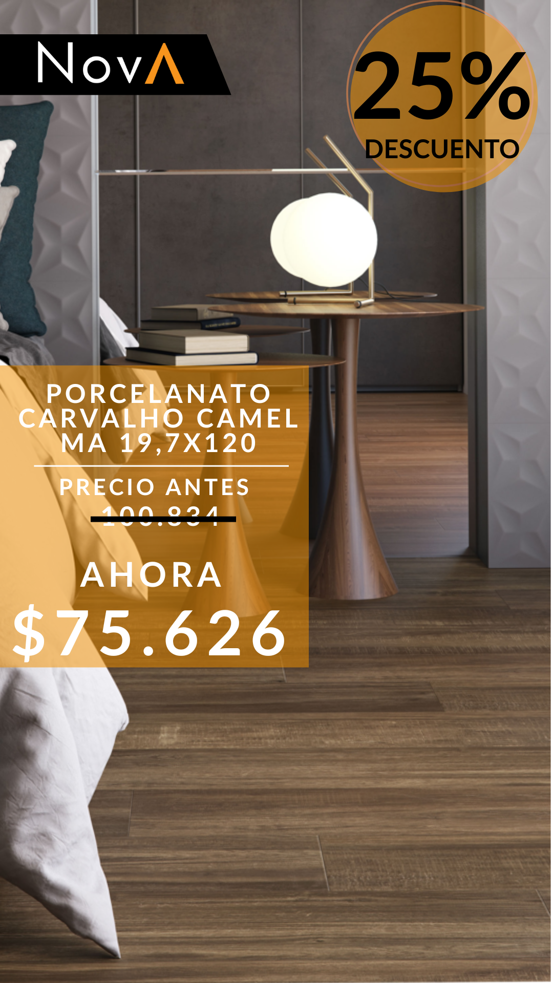 Porcelanato Carvalho Camel MA 19,7x120