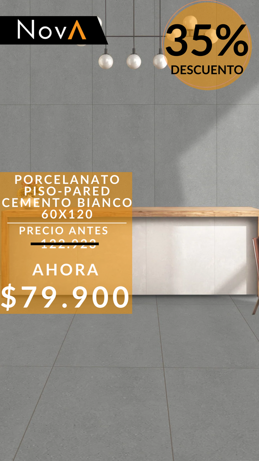 PORCELAIN FLOOR - WALL CEMENT WHITE 60X120
