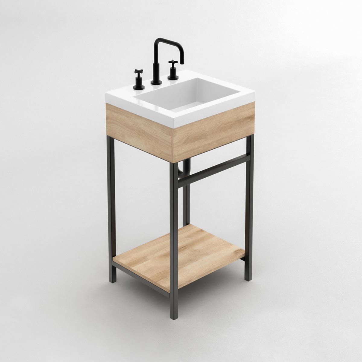 Combo Lavamanos Oslo + Mueble Godai Piso 48X43cm + Entrepaño