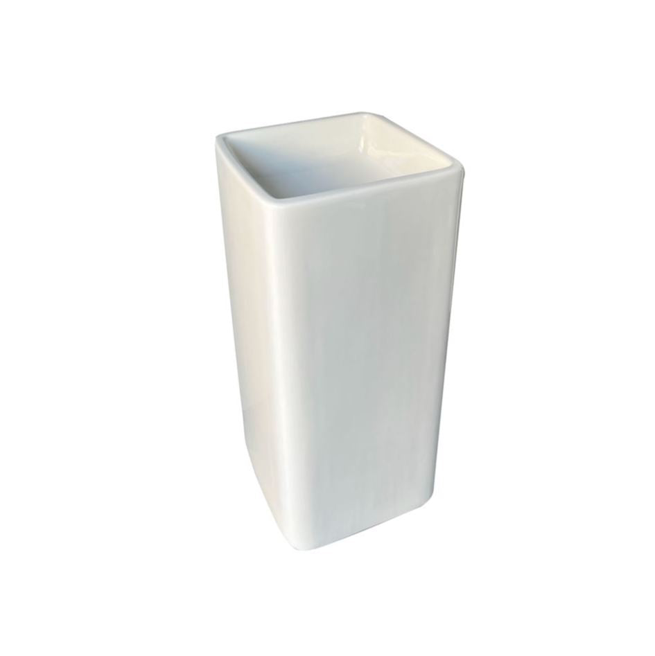 Lavamanos en ceramica pedestal cuadrado Coral Blanco Glossy