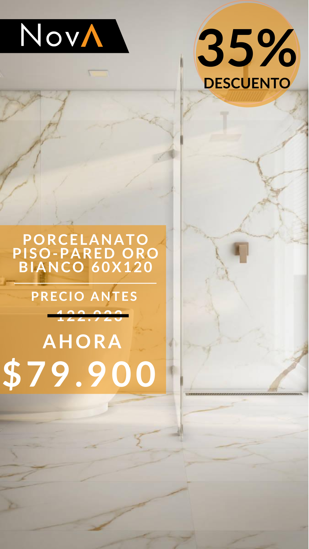 Porcelanato Piso - Pared Oro Bianco 60X120
