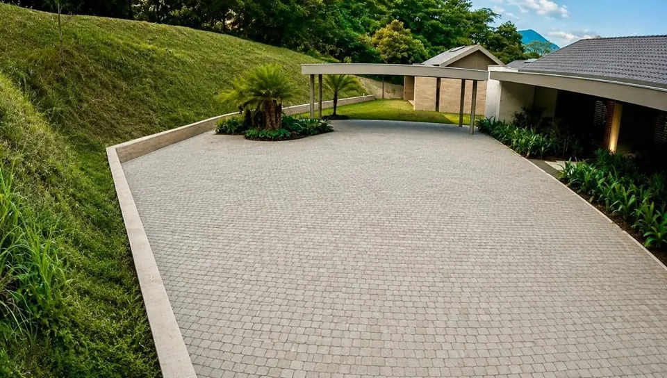 Piso exterior terminado en adoquín, fotografía aportada por el cliente